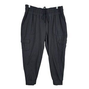 Womens Mondetta Black Performance Luxury Hi Rise Pants Drawstring Size XL